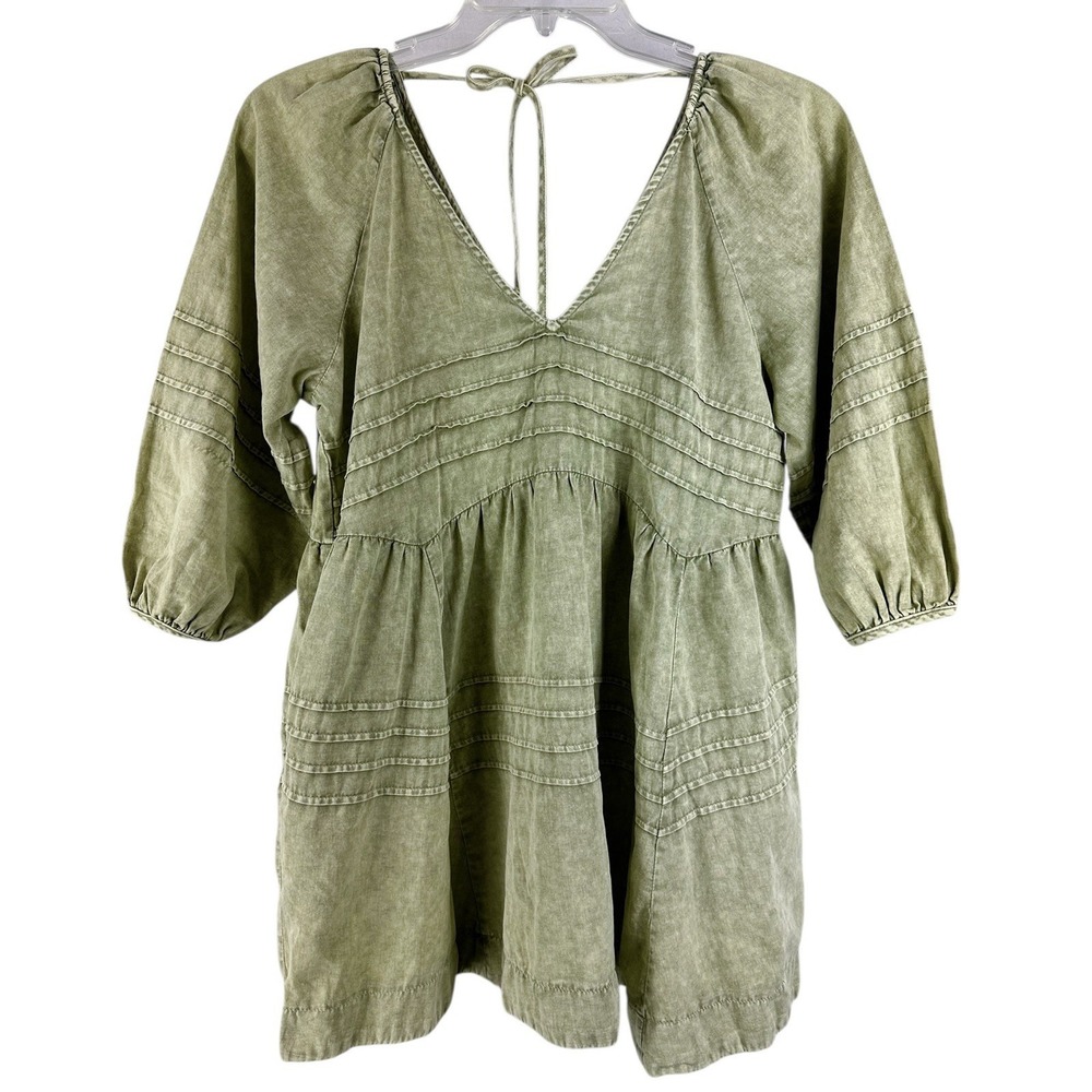 Anthropologie Mustard Seed Tunic Top Sz M Green Boho Relaxed Oversized Festival